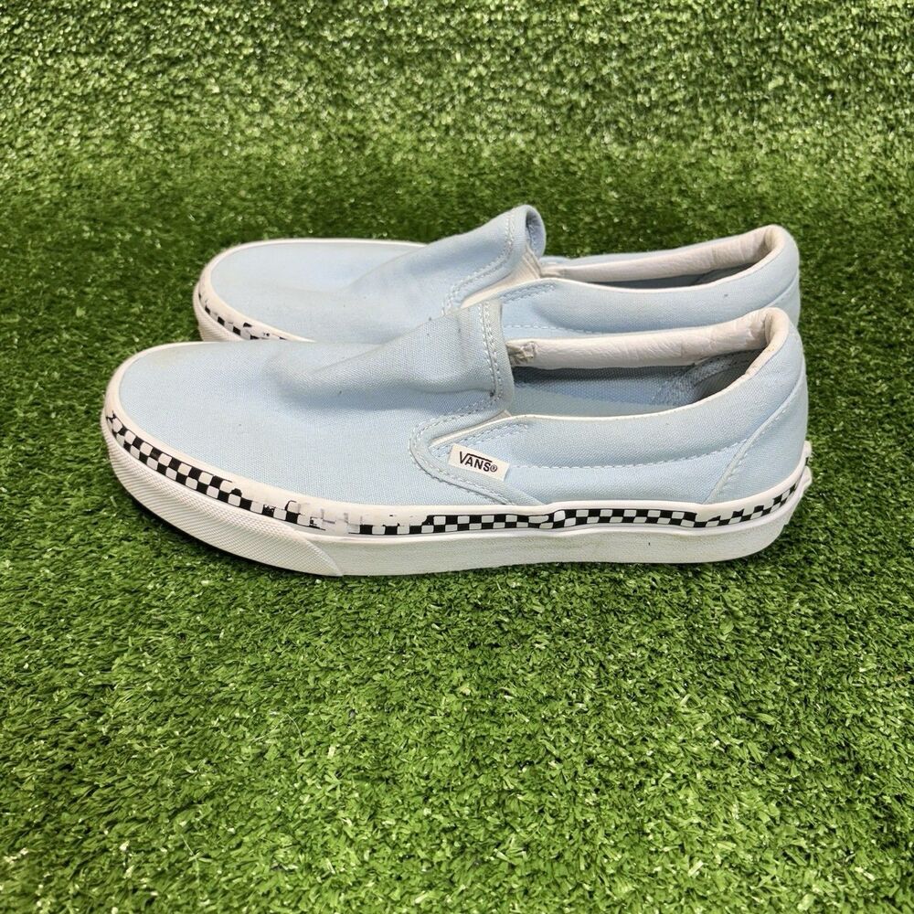 Vans Classic Slip-On Womens Sz 7.5 Blue White Athletic Skateboard Shoes Sneakers